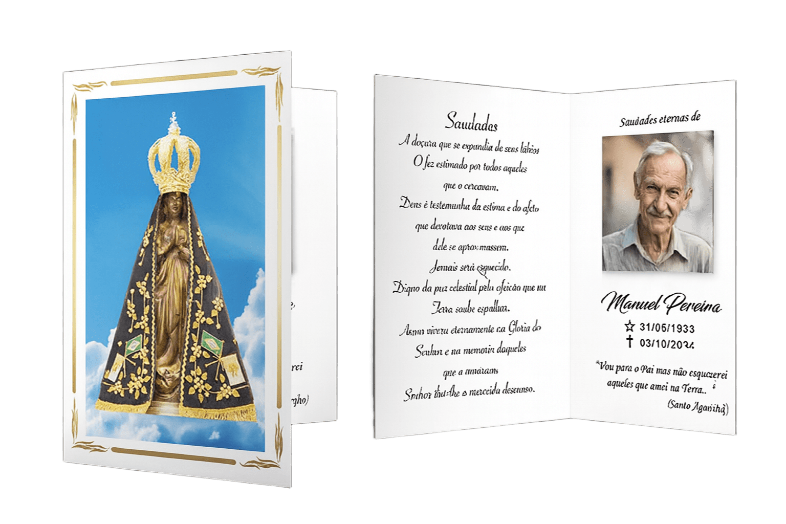 Cartão de Lembrança de Luto – Personalizado (50 Unidades)